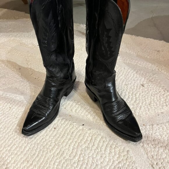 Women's Luchese Leather Cowboy Boots Black size 6 - Picture 1 of 8